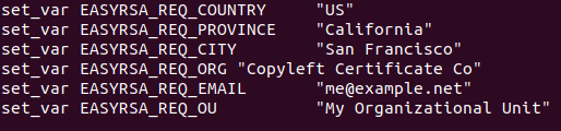 EasyRSA Variables