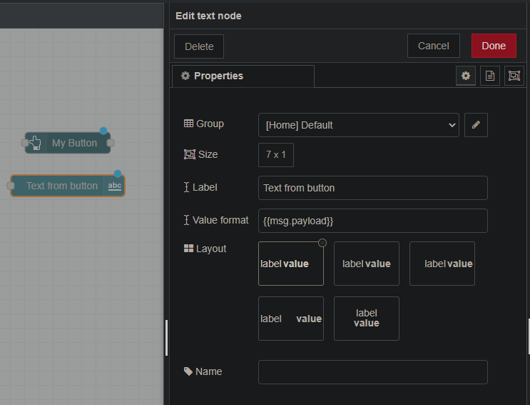 Text configuration